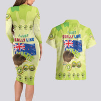 New Zealand Kiwi Couples Matching Long Sleeve Bodycon Dress and Hawaiian Shirt I Just Really Like Kiwis