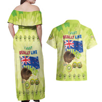New Zealand Kiwi Couples Matching Off Shoulder Maxi Dress and Hawaiian Shirt I Just Really Like Kiwis