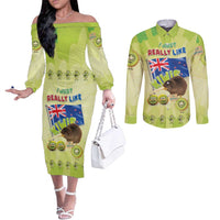 New Zealand Kiwi Couples Matching Off The Shoulder Long Sleeve Dress and Long Sleeve Button Shirt I Just Really Like Kiwis