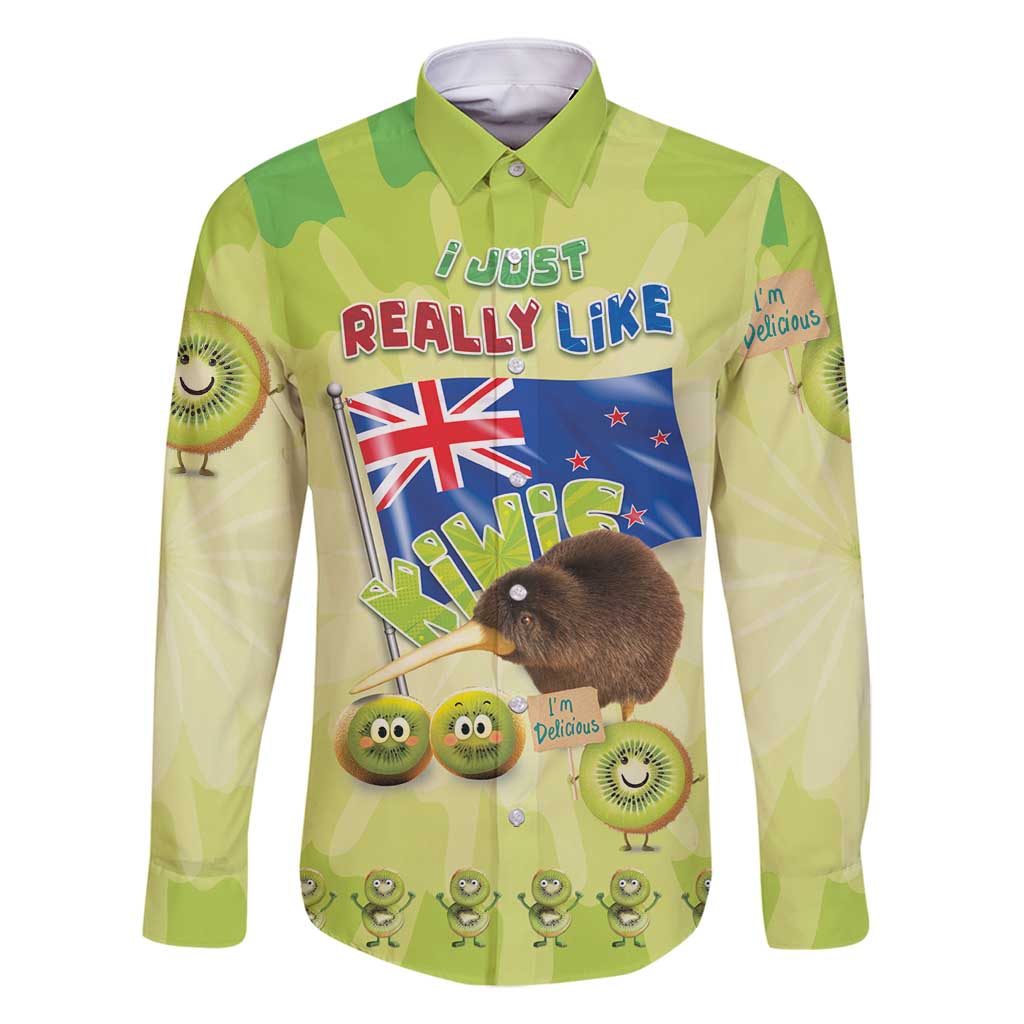 New Zealand Kiwi Family Matching Long Sleeve Bodycon Dress and Hawaiian Shirt I Just Really Like Kiwis