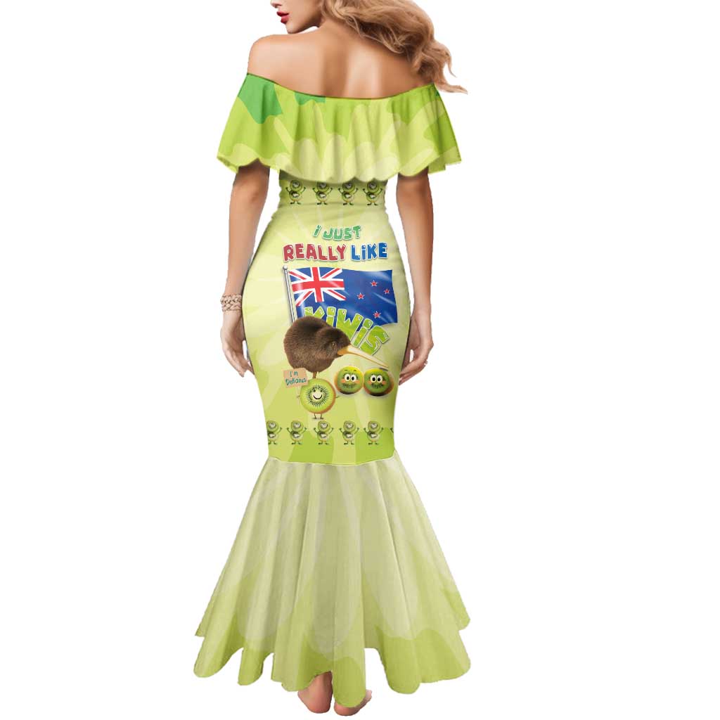 New Zealand Kiwi Family Matching Mermaid Dress and Hawaiian Shirt I Just Really Like Kiwis