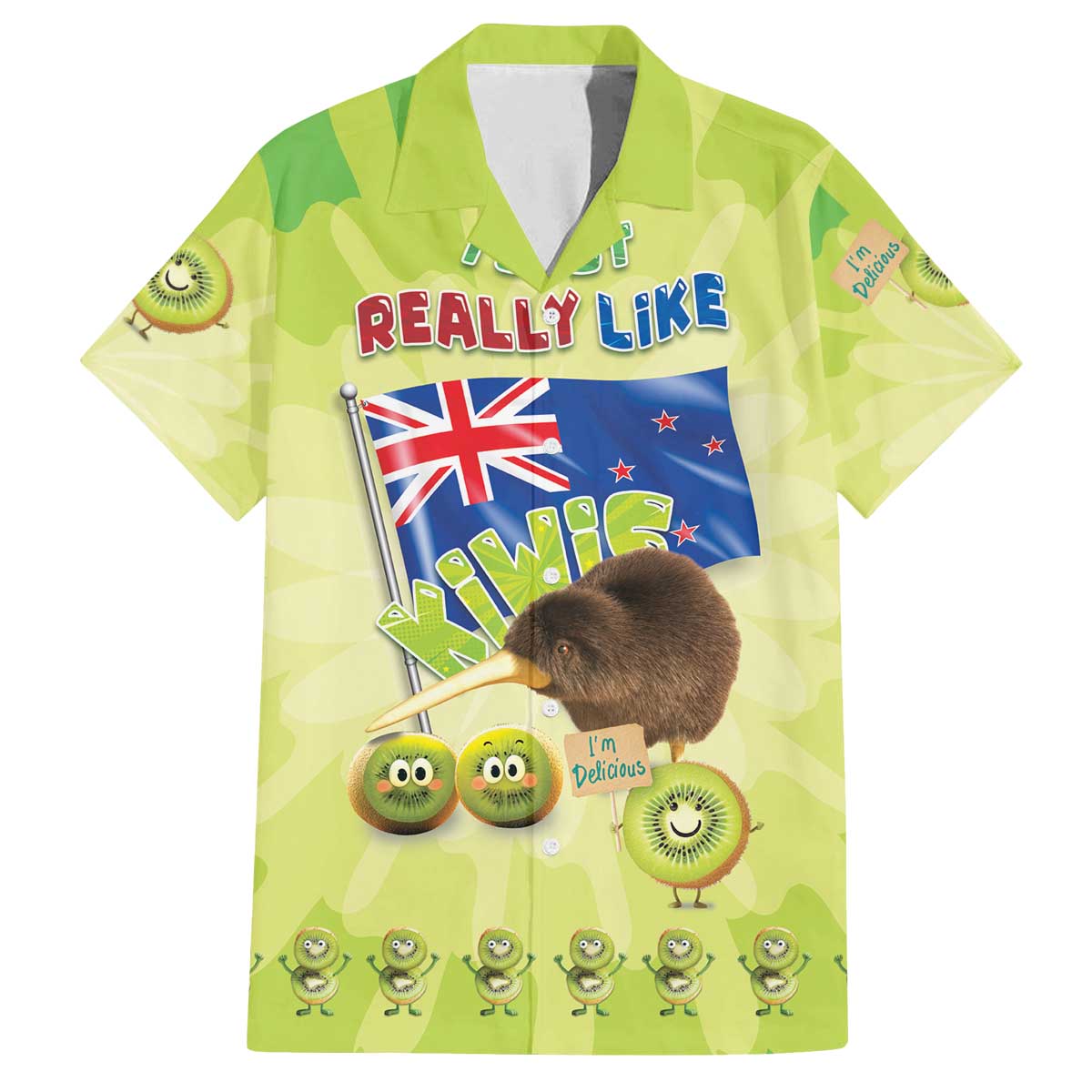 New Zealand Kiwi Family Matching Off The Shoulder Long Sleeve Dress and Hawaiian Shirt I Just Really Like Kiwis
