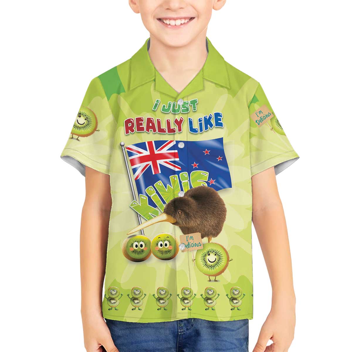 New Zealand Kiwi Family Matching Off The Shoulder Long Sleeve Dress and Hawaiian Shirt I Just Really Like Kiwis