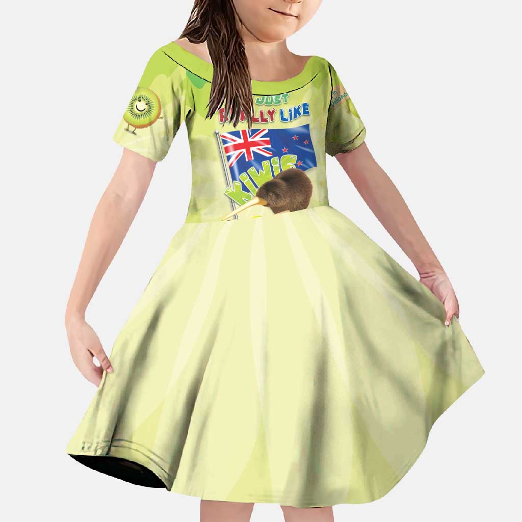 New Zealand Kiwi Family Matching Off Shoulder Maxi Dress and Hawaiian Shirt I Just Really Like Kiwis