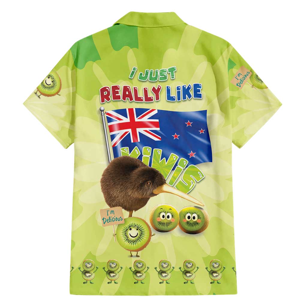 New Zealand Kiwi Family Matching Short Sleeve Bodycon Dress and Hawaiian Shirt I Just Really Like Kiwis