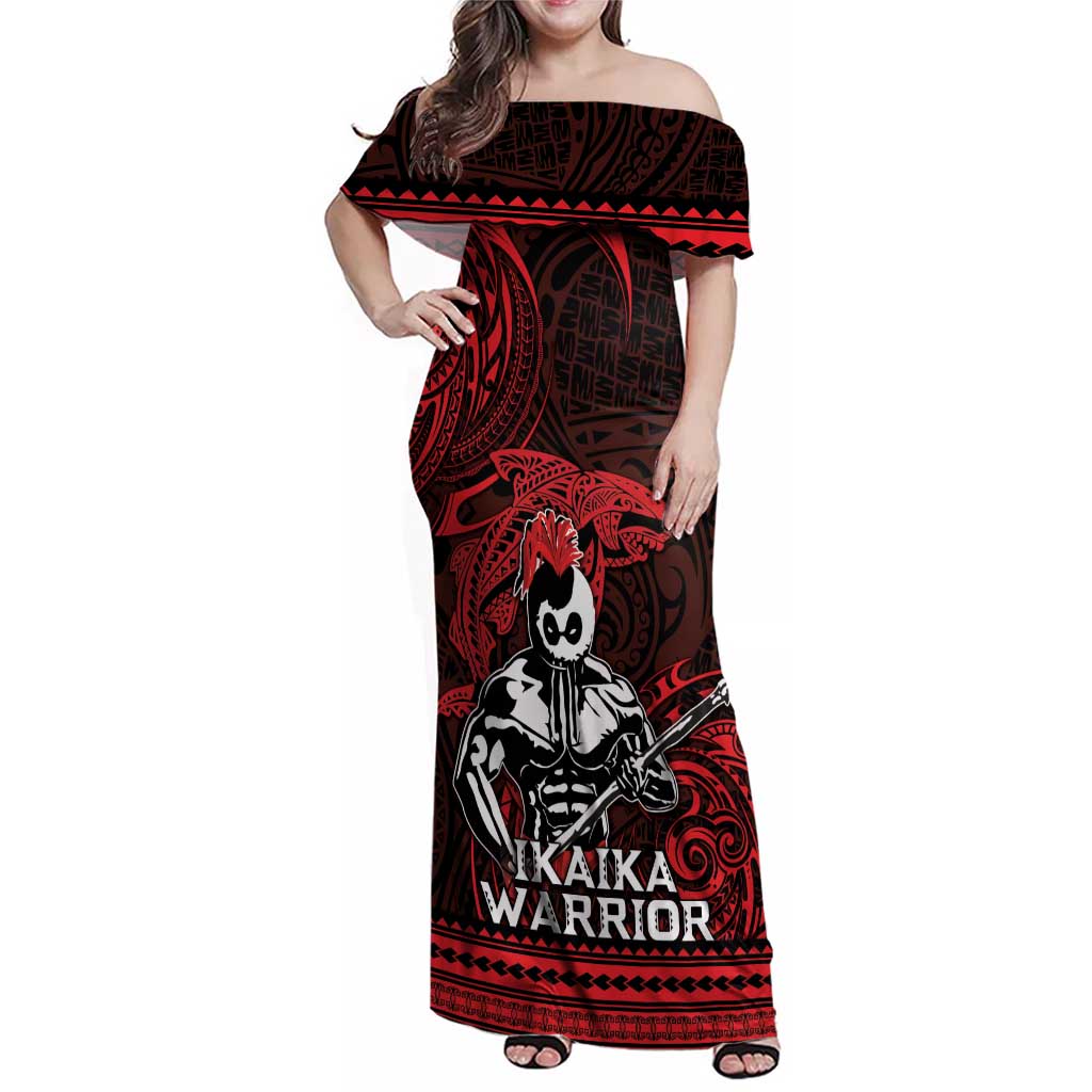 Hawaii Ikaika Warrior Family Matching Off Shoulder Maxi Dress and Hawaiian Shirt Hawaiian Tribal Tattoo