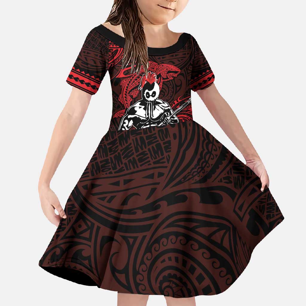 Hawaii Ikaika Warrior Family Matching Short Sleeve Bodycon Dress and Hawaiian Shirt Hawaiian Tribal Tattoo