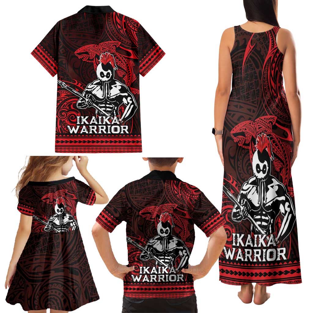 Hawaii Ikaika Warrior Family Matching Tank Maxi Dress and Hawaiian Shirt Hawaiian Tribal Tattoo