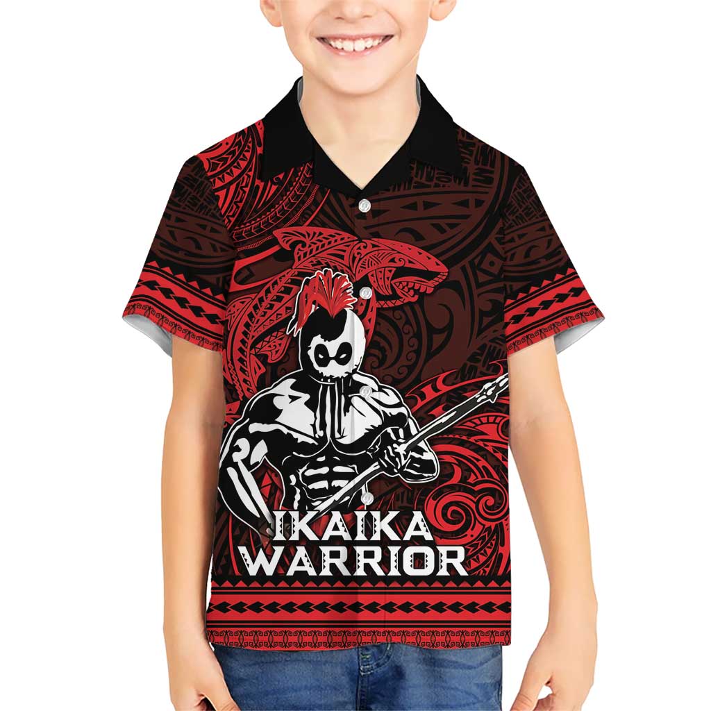 Hawaii Ikaika Warrior Kid Hawaiian Shirt Hawaiian Tribal Tattoo DT04 Kid Red - Polynesian Pride
