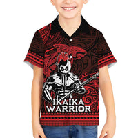 Hawaii Ikaika Warrior Kid Hawaiian Shirt Hawaiian Tribal Tattoo DT04 Kid Red - Polynesian Pride
