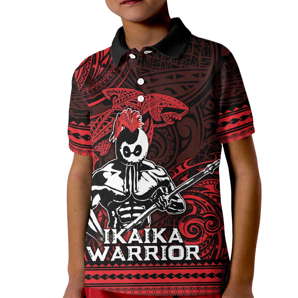 Hawaii Ikaika Warrior Kid Polo Shirt Hawaiian Tribal Tattoo DT04 Kid Red - Polynesian Pride