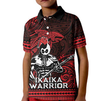 Hawaii Ikaika Warrior Kid Polo Shirt Hawaiian Tribal Tattoo DT04 Kid Red - Polynesian Pride