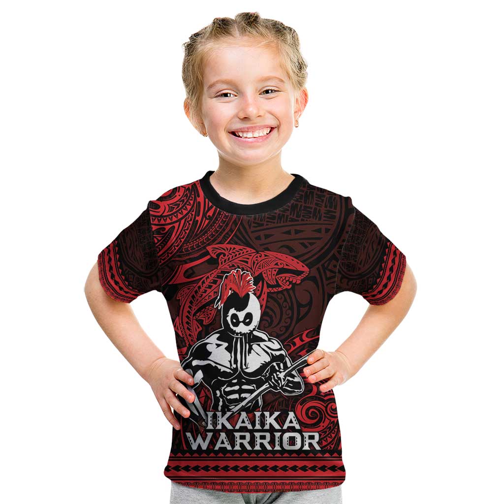 Hawaii Ikaika Warrior Kid T Shirt Hawaiian Tribal Tattoo DT04 Red - Polynesian Pride