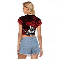 Hawaii Ikaika Warrior Raglan Cropped T Shirt Hawaiian Tribal Tattoo