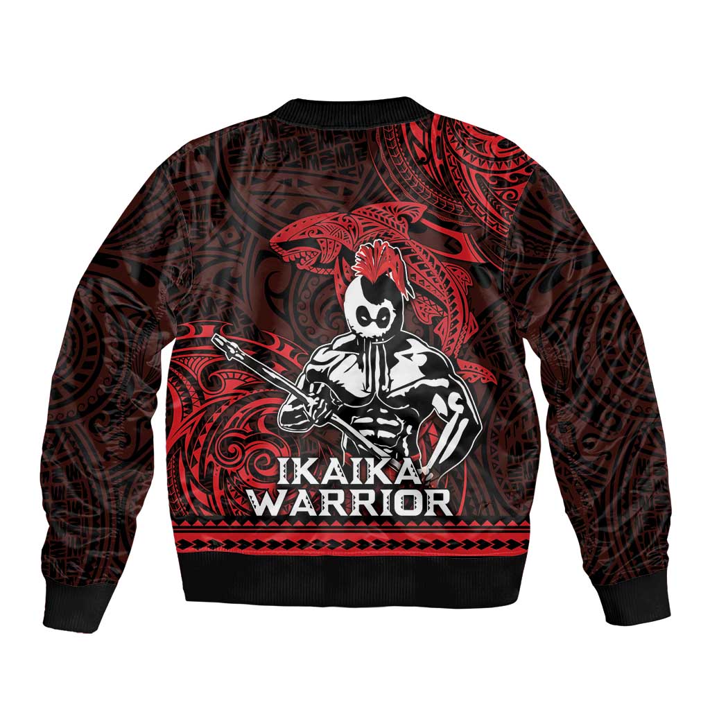 Hawaii Ikaika Warrior Sleeve Zip Bomber Jacket Hawaiian Tribal Tattoo