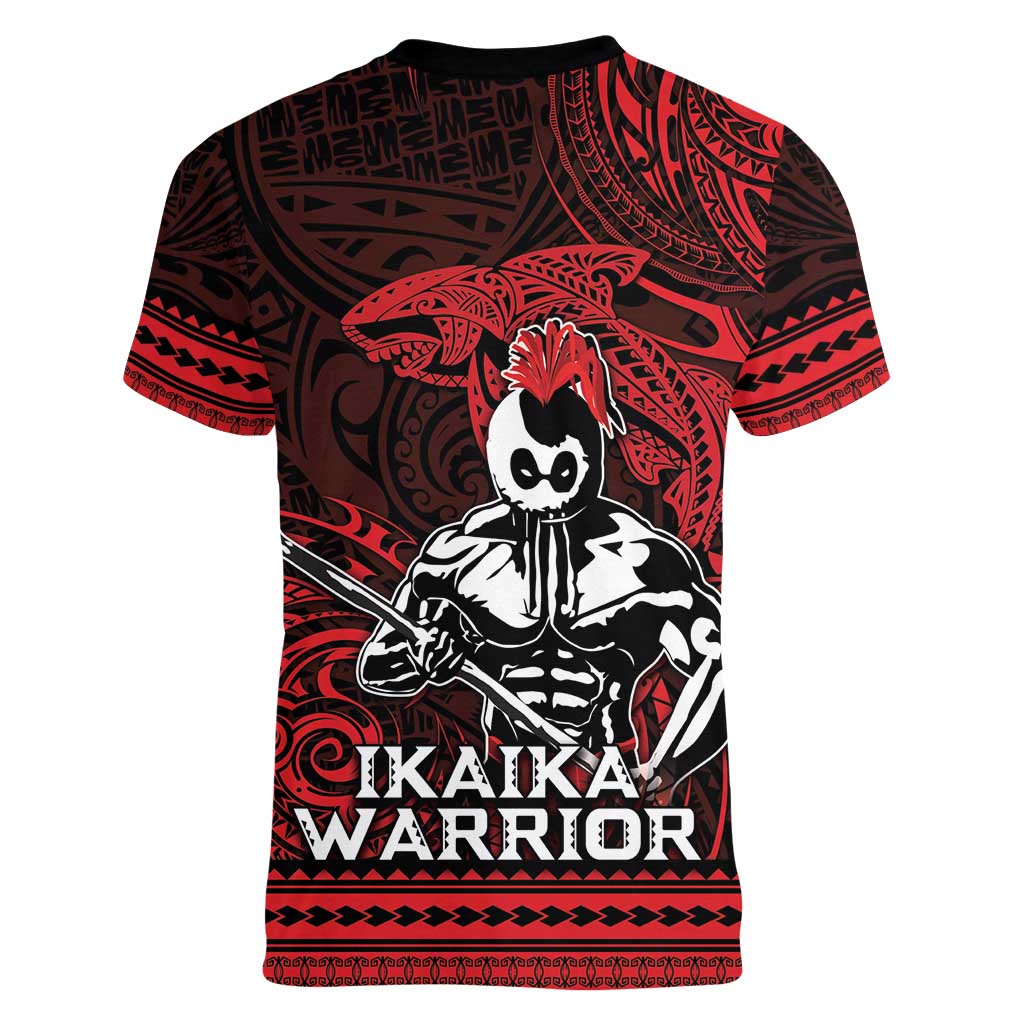 Hawaii Ikaika Warrior Women V-Neck T-Shirt Hawaiian Tribal Tattoo DT04 - Polynesian Pride