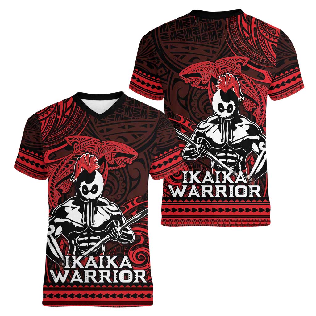 Hawaii Ikaika Warrior Women V-Neck T-Shirt Hawaiian Tribal Tattoo DT04 - Polynesian Pride