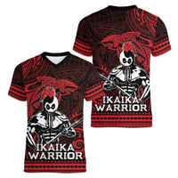 Hawaii Ikaika Warrior Women V-Neck T-Shirt Hawaiian Tribal Tattoo DT04 - Polynesian Pride