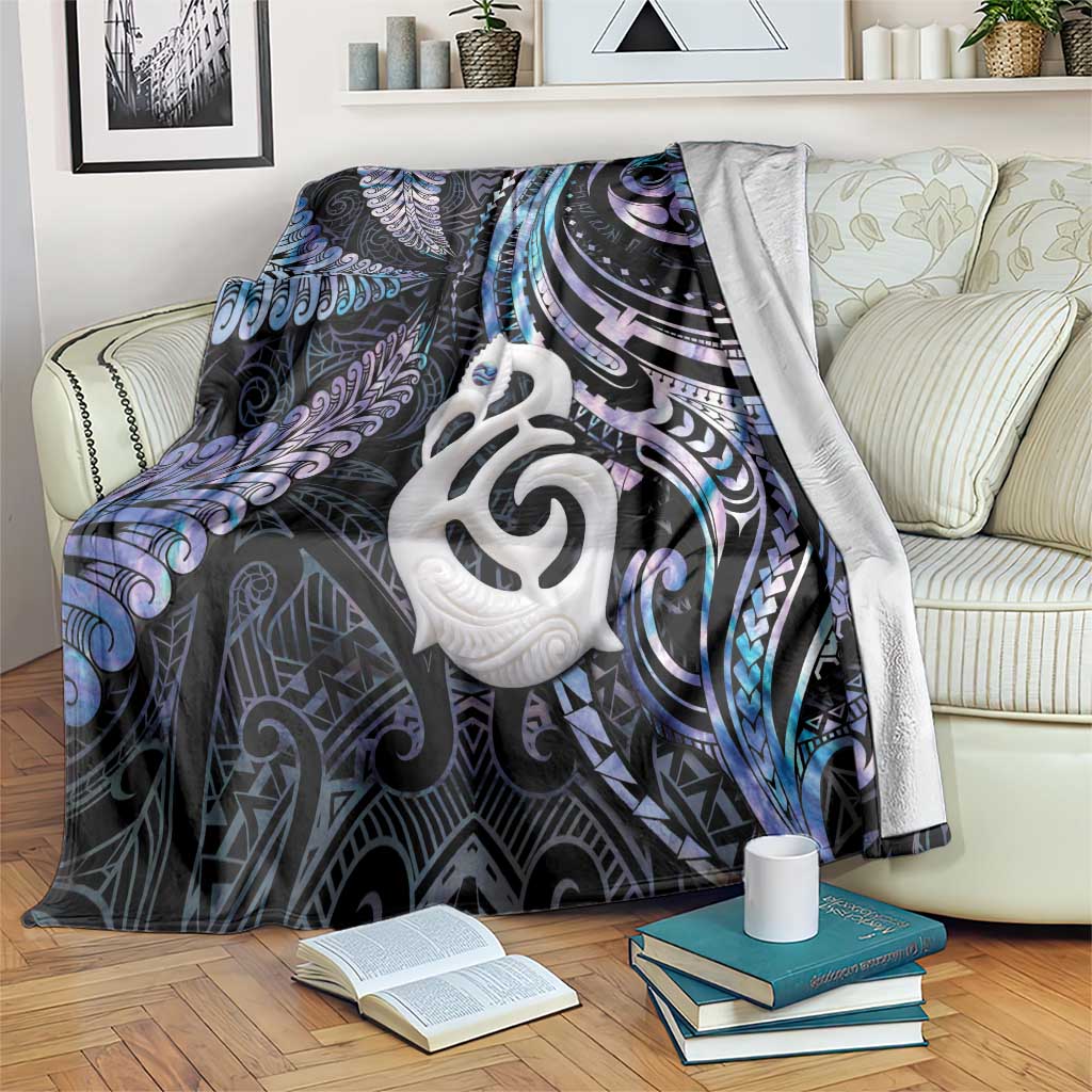 New Zealand Aotearoa Blanket Maori Hei Manaia Purple Paua Shell