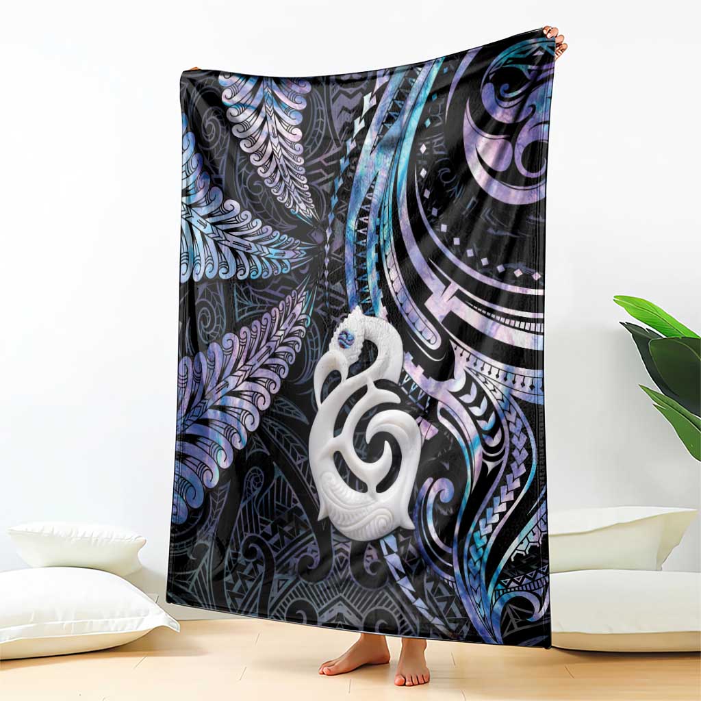 New Zealand Aotearoa Blanket Maori Hei Manaia Purple Paua Shell