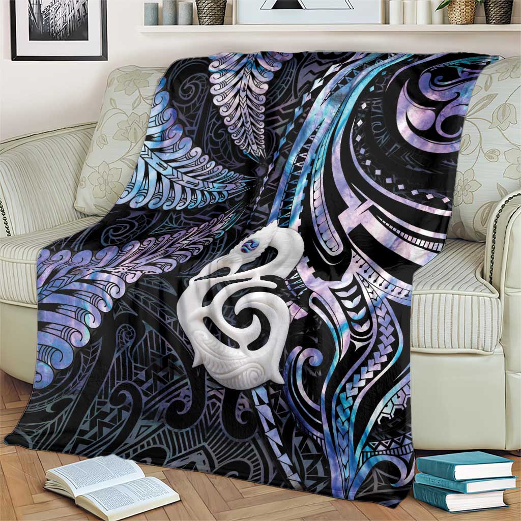 New Zealand Aotearoa Blanket Maori Hei Manaia Purple Paua Shell