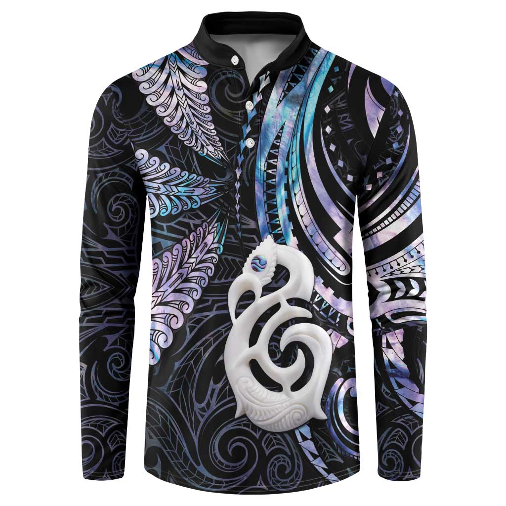 New Zealand Aotearoa Button Sweatshirt Maori Hei Manaia Purple Paua Shell DT04 Purple - Polynesian Pride
