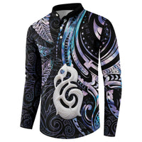 New Zealand Aotearoa Button Sweatshirt Maori Hei Manaia Purple Paua Shell DT04 - Polynesian Pride