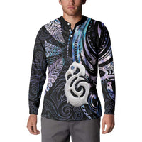 New Zealand Aotearoa Button Sweatshirt Maori Hei Manaia Purple Paua Shell DT04 - Polynesian Pride