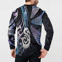 New Zealand Aotearoa Button Sweatshirt Maori Hei Manaia Purple Paua Shell DT04 - Polynesian Pride