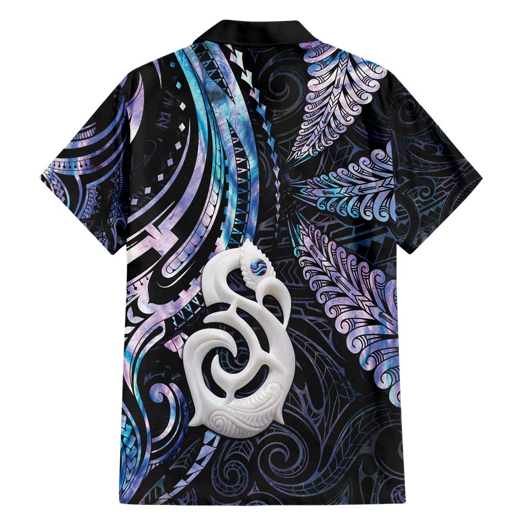 New Zealand Aotearoa Hawaiian Shirt Maori Hei Manaia Purple Paua Shell