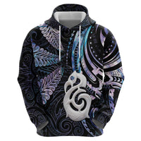 New Zealand Aotearoa Hoodie Maori Hei Manaia Purple Paua Shell