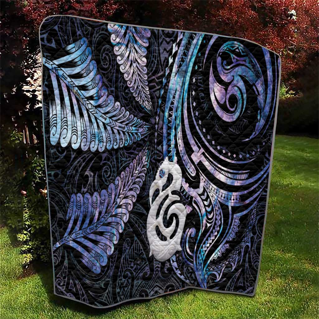 New Zealand Aotearoa Quilt Maori Hei Manaia Purple Paua Shell