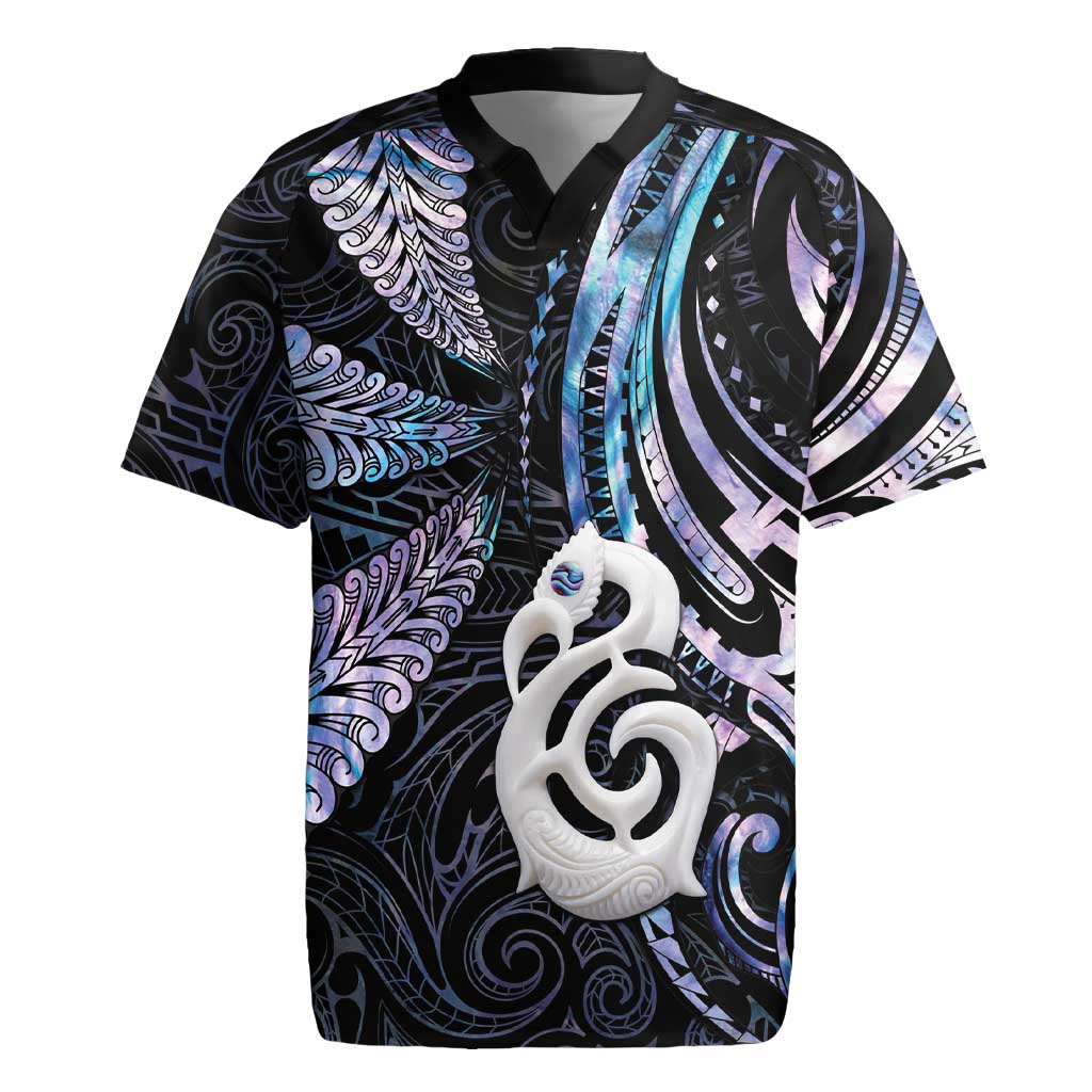 New Zealand Aotearoa Rugby Jersey Maori Hei Manaia Purple Paua Shell