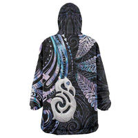 New Zealand Aotearoa Wearable Blanket Hoodie Maori Hei Manaia Purple Paua Shell