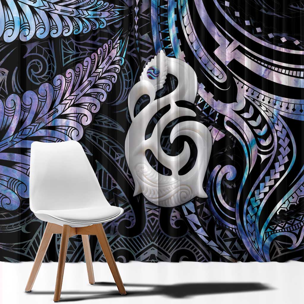 New Zealand Aotearoa Window Curtain Maori Hei Manaia Purple Paua Shell
