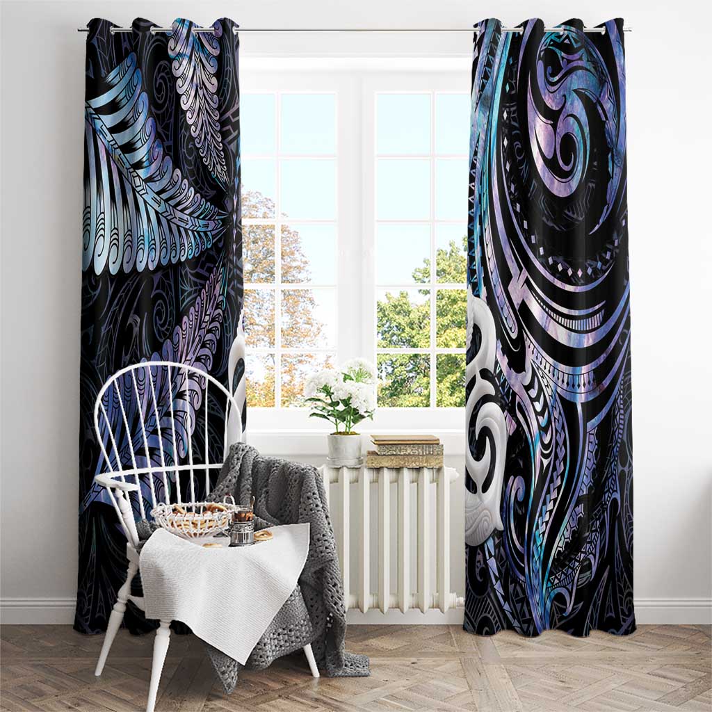 New Zealand Aotearoa Window Curtain Maori Hei Manaia Purple Paua Shell