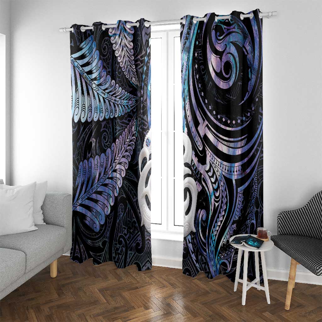 New Zealand Aotearoa Window Curtain Maori Hei Manaia Purple Paua Shell