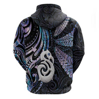 New Zealand Aotearoa Zip Hoodie Maori Hei Manaia Purple Paua Shell
