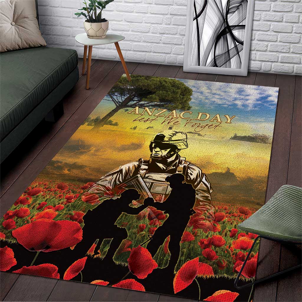 New Zealand ANZAC Day Area Rug The Ode Remembrance And Poppy