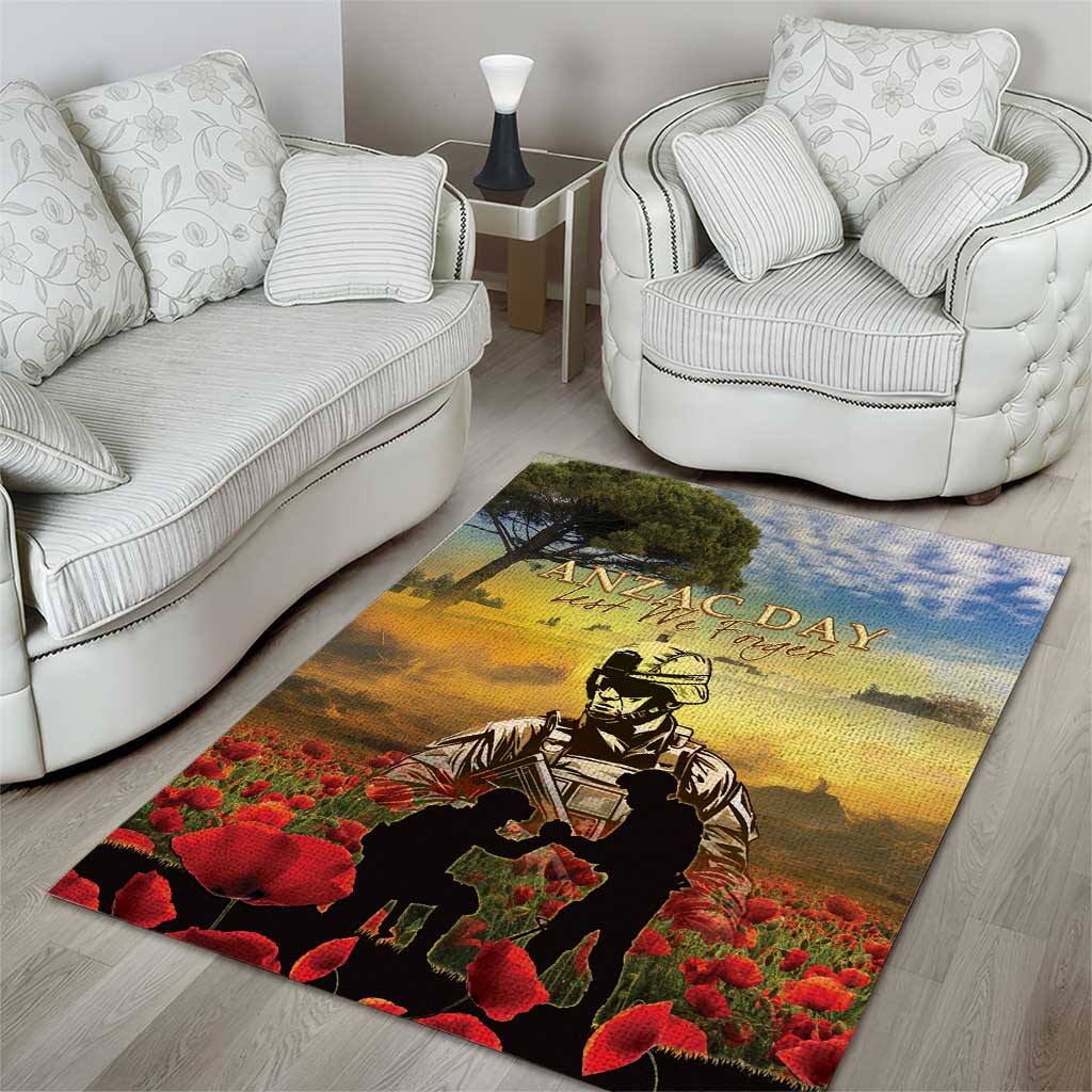 New Zealand ANZAC Day Area Rug The Ode Remembrance And Poppy