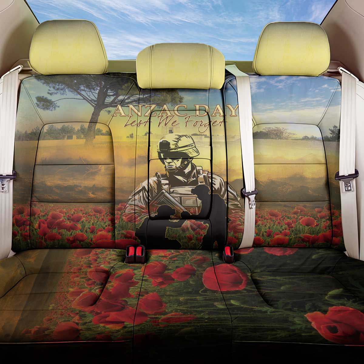 New Zealand ANZAC Day Back Car Seat Cover The Ode Remembrance And Poppy
