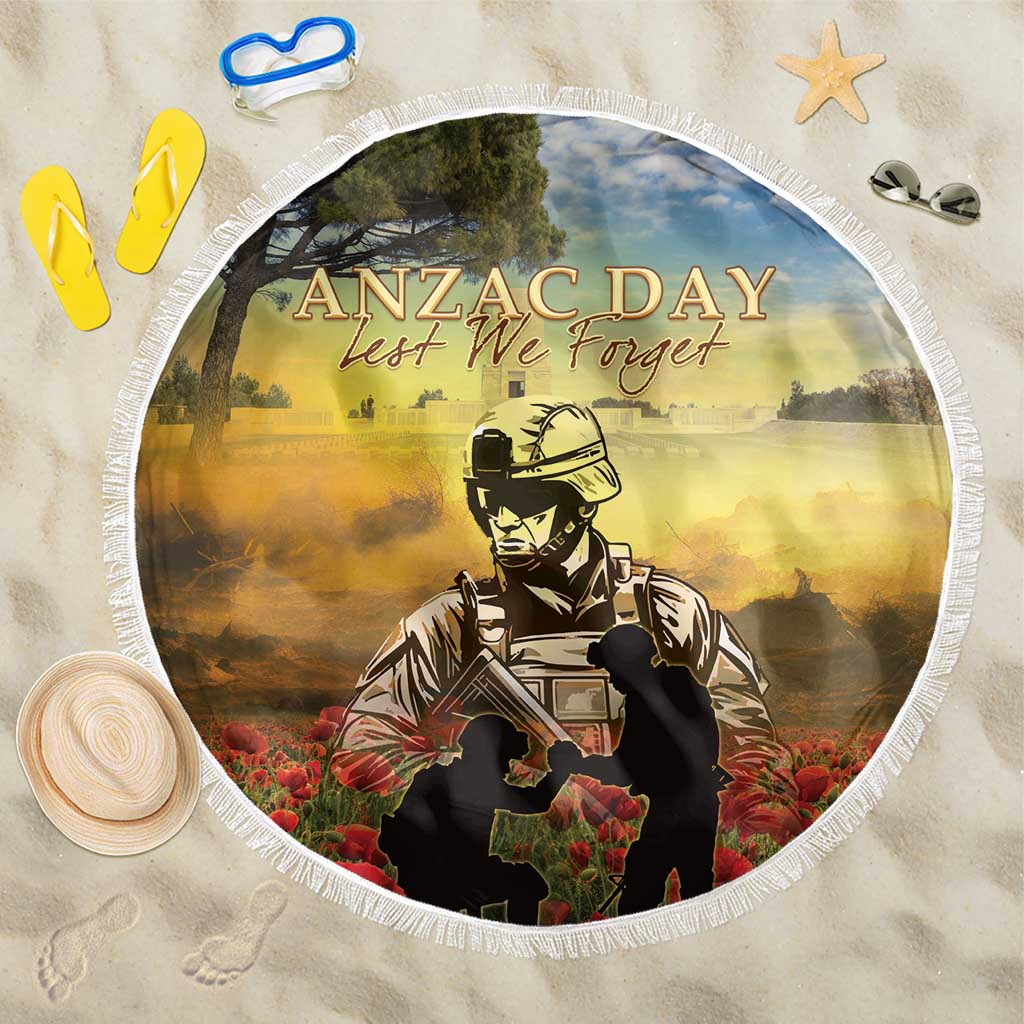 New Zealand ANZAC Day Beach Blanket The Ode Remembrance And Poppy