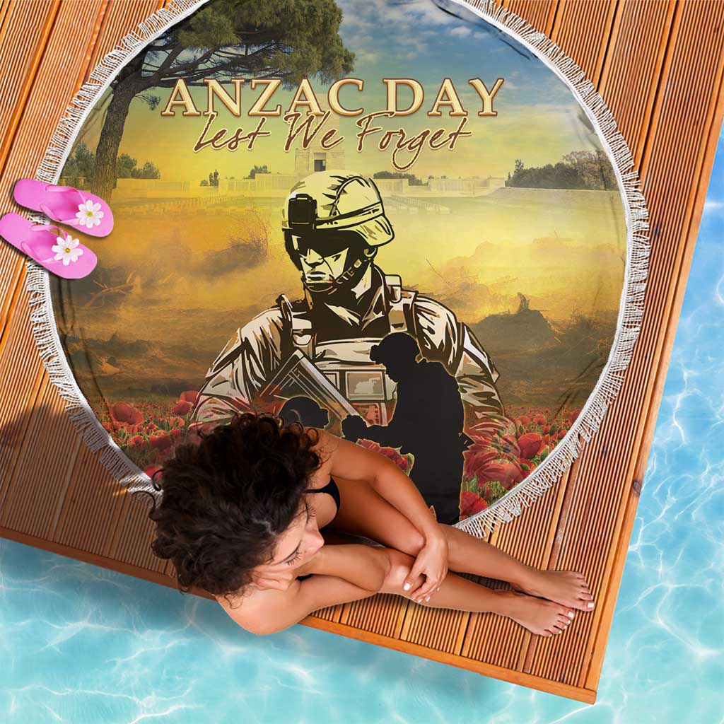 New Zealand ANZAC Day Beach Blanket The Ode Remembrance And Poppy