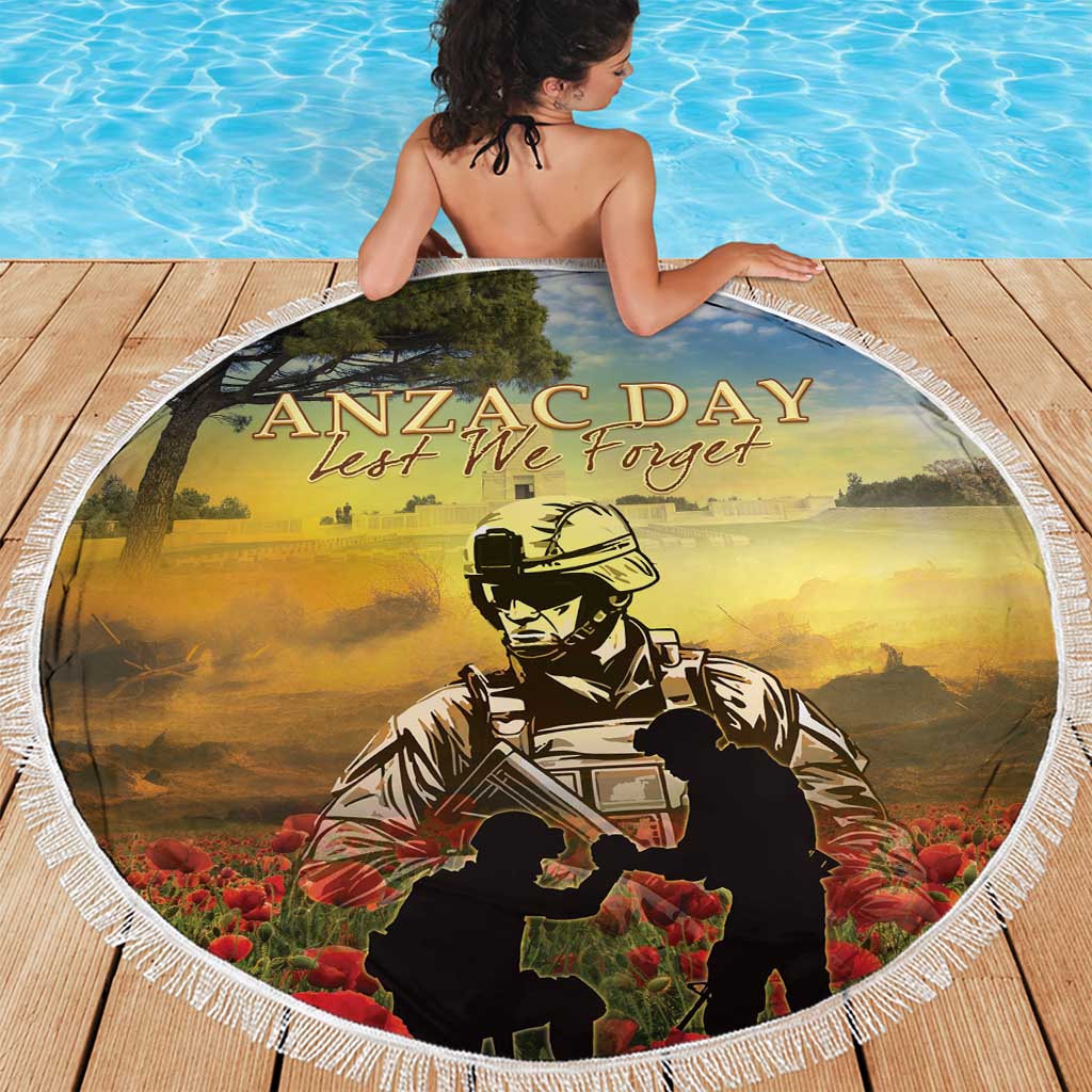 New Zealand ANZAC Day Beach Blanket The Ode Remembrance And Poppy