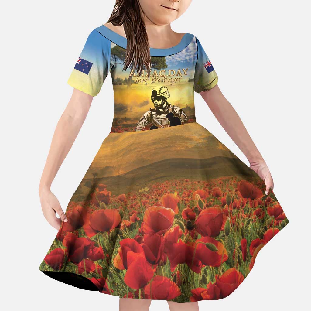 New Zealand ANZAC Day Family Matching Off Shoulder Maxi Dress and Hawaiian Shirt The Ode Remembrance And Poppy