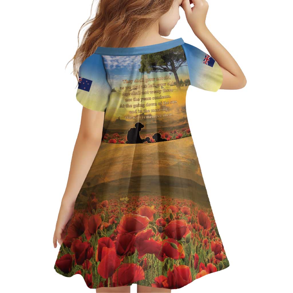 New Zealand ANZAC Day Family Matching Off Shoulder Short Dress and Hawaiian Shirt The Ode Remembrance And Poppy