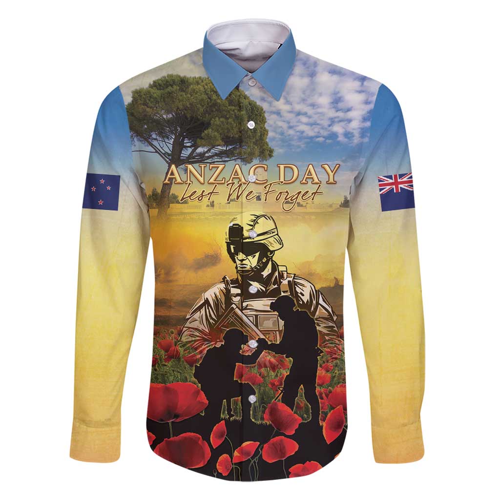 New Zealand ANZAC Day Family Matching Off Shoulder Short Dress and Hawaiian Shirt The Ode Remembrance And Poppy