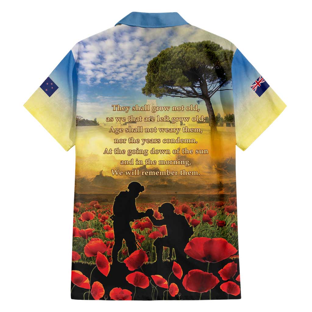 New Zealand ANZAC Day Family Matching Short Sleeve Bodycon Dress and Hawaiian Shirt The Ode Remembrance And Poppy