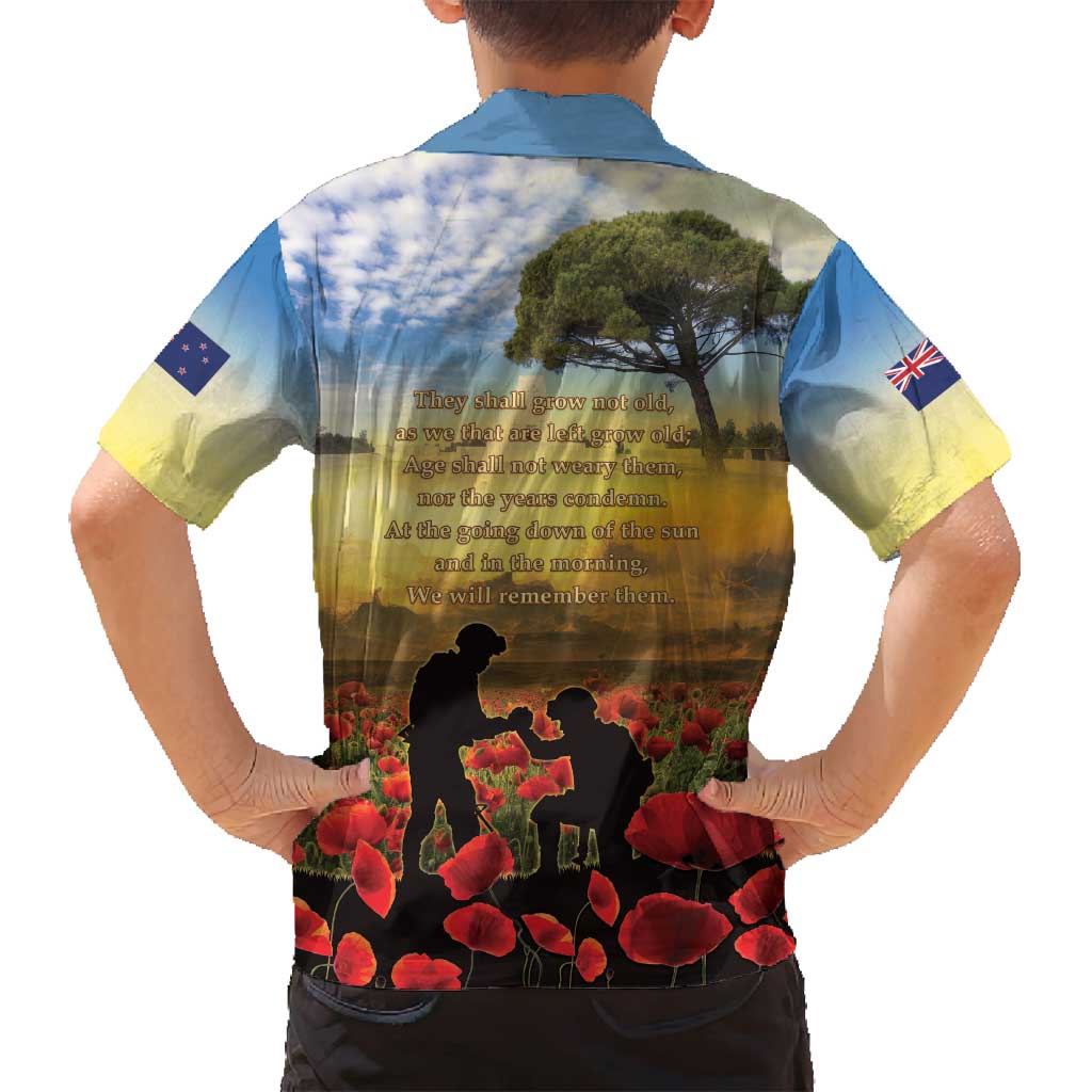 New Zealand ANZAC Day Family Matching Summer Maxi Dress and Hawaiian Shirt The Ode Remembrance And Poppy