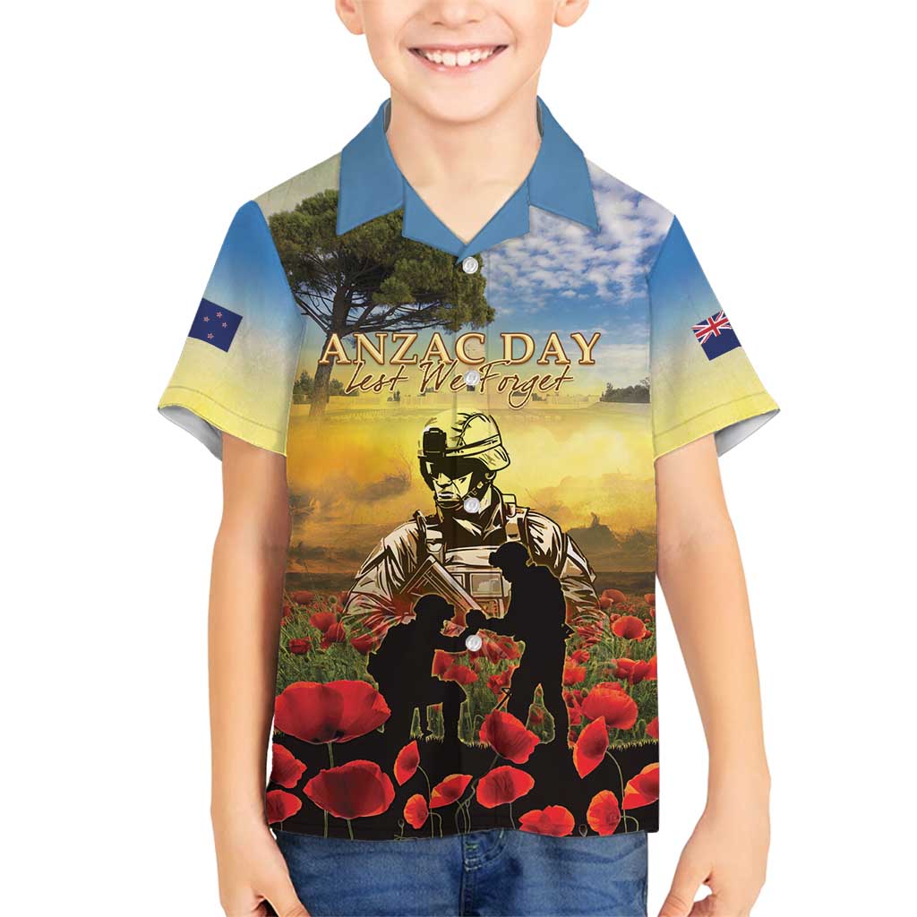 New Zealand ANZAC Day Family Matching Summer Maxi Dress and Hawaiian Shirt The Ode Remembrance And Poppy